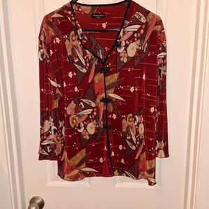 Brittany Black Red Long Sleeve Top